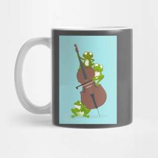 Three funny frogs playing the double bass Mug